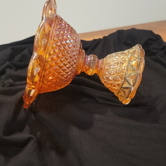 Vintage Imperial Glass Marigold CARNIVAL GLASS Open Edge Compote Dish. EUC - Picture 5 of 7